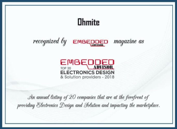 Ohmite certificate of recognition